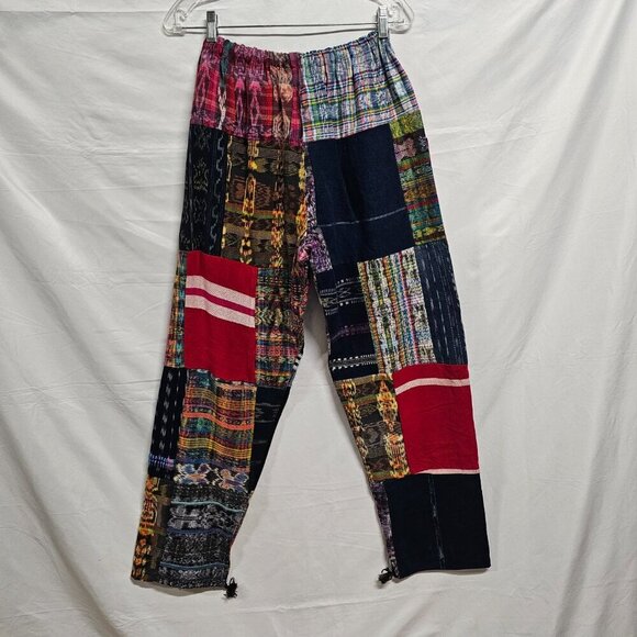 Guatemalan Boho Uniq Multicolor Multipattern Unisex Pants Woven Artsy Embroidery - Picture 5 of 15